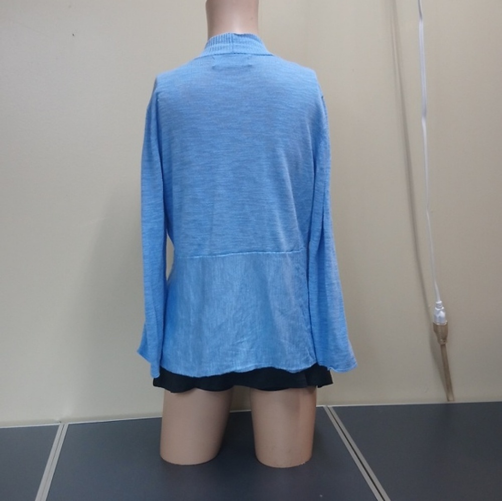 Kasper Wrap Shrug asymmetrical Open Front Blue Md - Picture 4 of 8